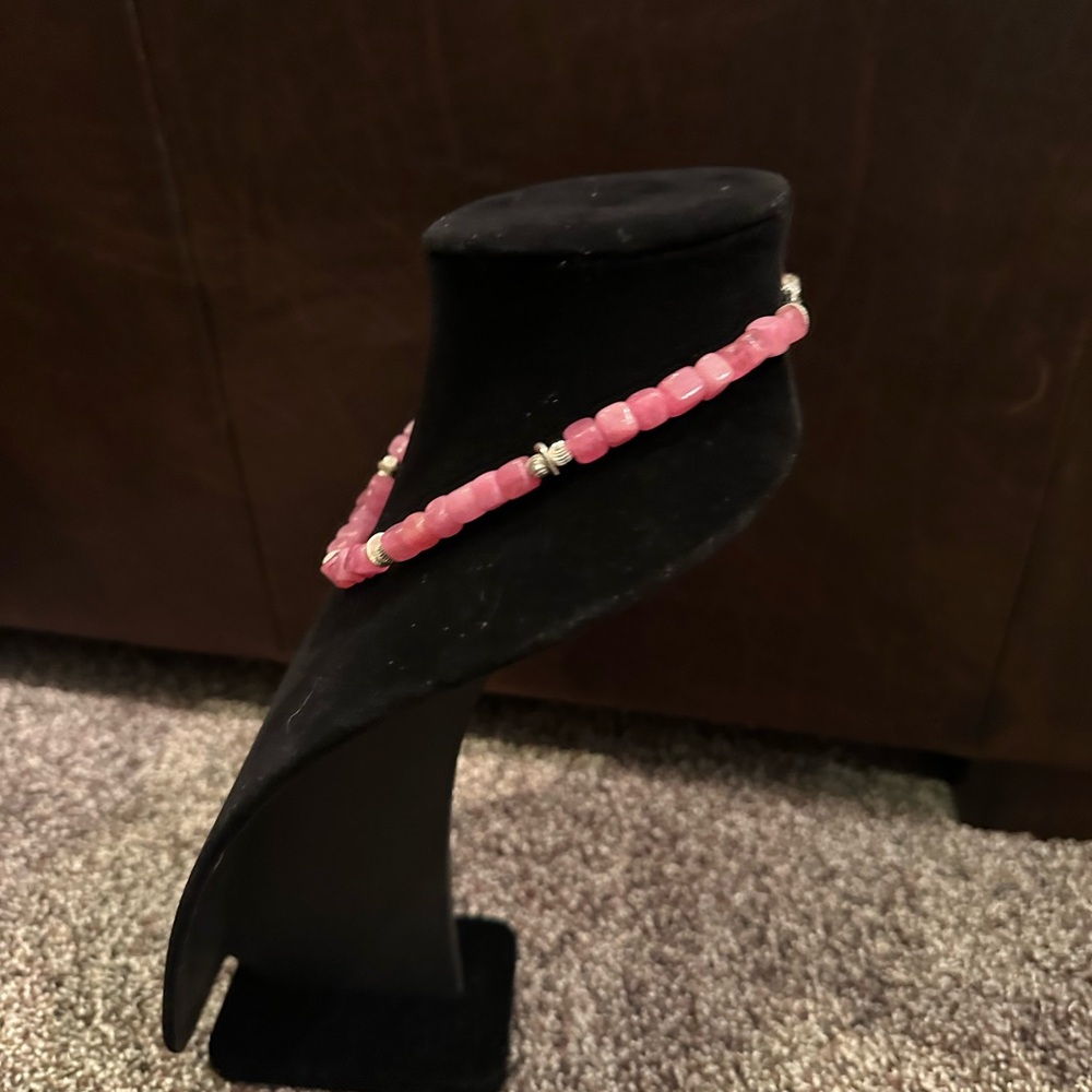 “One of a Kind” Hand Crafted Strawberry Quartz & Sterling Silver Necklace - Picture 2 of 4